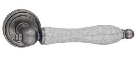 Дверная ручка Renz "Мишель" DH 615-16 SL/OC античное серебро + белая керамика