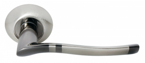 Ручка дверная на круглом основании MORELLI DIY MH-04 SN/BN белый никель/черный никель