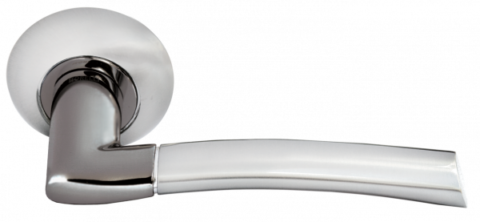 Ручка дверная на круглом основании MORELLI DIY MH-06 SN/BN белый никель/черный никель