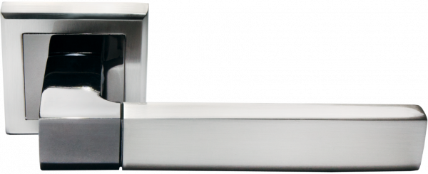 Ручка дверная на квадратном основании MORELLI DIY MH-28 SN/BN-S матовый никель / черный никель