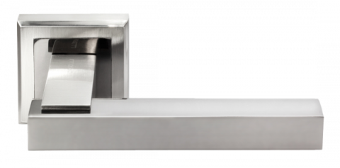 Ручка дверная на квадратном основании MORELLI DIY MH-37 SN/BN-S Цвет-белый никель/черный никель