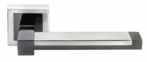 Ручка дверная на квадратном основании MORELLI DIY MH-39 SN/BN-S белый никель / черный никель