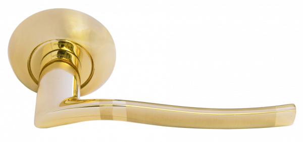 Ручка дверная на круглом основании MORELLI MH-04 SG/GP матовое золото / золото