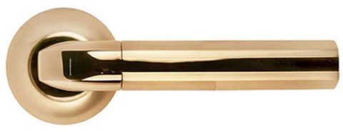 Ручка дверная на круглом основании MORELLI MH-11 SG/GP матовое золото / золото