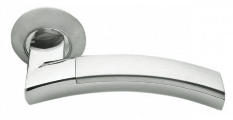 Ручка дверная на круглом основании MORELLI MH-12 SN/CP матовый никель / хром