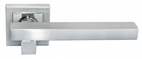 Ручка дверная на квадратном основании MORELLI MH-16 SC/CP-S матовый хром / хром