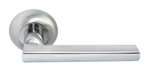 Ручка дверная на круглом основании MORELLI MH-25 SC/CP матовый хром / хром