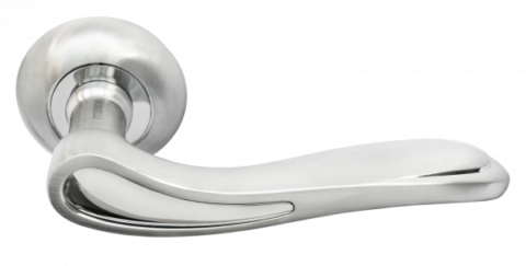 Ручка дверная на круглом основании MORELLI MH-26 SC/CP матовый хром / полированный хром
