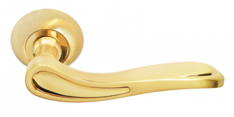 Ручка дверная на круглом основании MORELLI MH-26 SG/GP матовое золото / золото