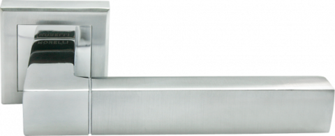 Ручка дверная на квадратном основании MORELLI MH-28 SC/CP-S матовый хром/полированный хром