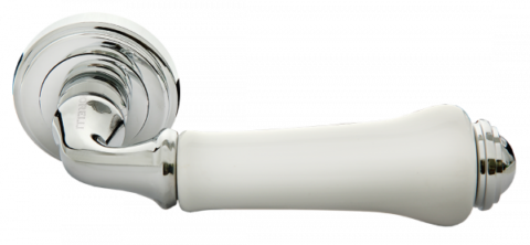 Ручка дверная на круглом основании MORELLI MH-41-CLASSIC PC/W хром / белый