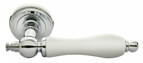 Ручка дверная на круглом основании MORELLI MH-42-CLASSIC PC/W хром / белый