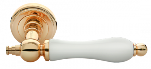 Ручка дверная на круглом основании MORELLI MH-42-CLASSIC PG/W золото / белый