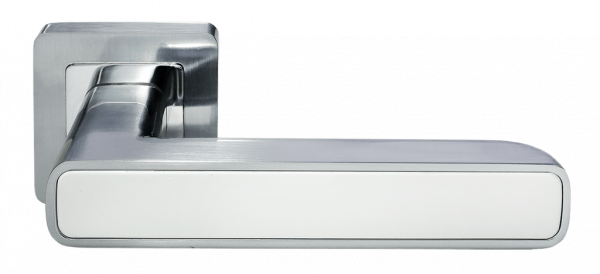 Ручка дверная на квадратном основании MORELLI DIY MH-44 SC/W-S55 матовый хром / белый