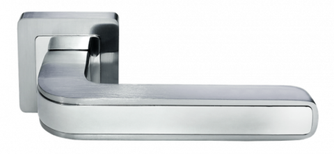 Ручка дверная на квадратном основании MORELLI DIY MH-46 SC/CP-S55 матовый хром / полированный хром