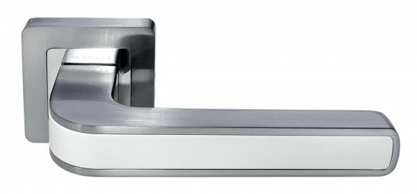 Ручка дверная на квадратном основании MORELLI DIY MH-46 SC/W-S55 матовый хром / белый