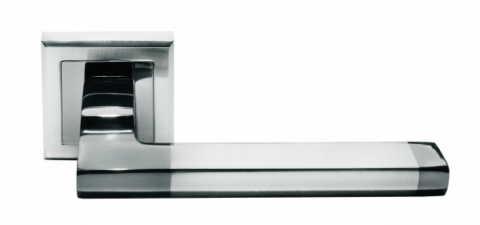 Ручка дверная на квадратном основании MORELLI DIY MH-35 SN/BN-S белый никель / черный никель