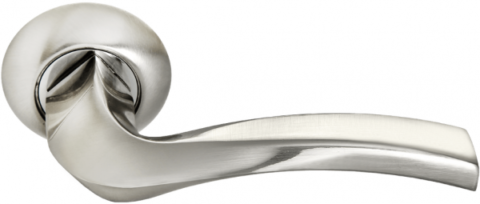 Дверная ручка на круглой розетке RUCETTI RAP 20 SN/CP белый никель/полированный хром