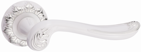 Дверная ручка RENZ "Глория" DH 61-10 SW/CP супер белый/хром блест
