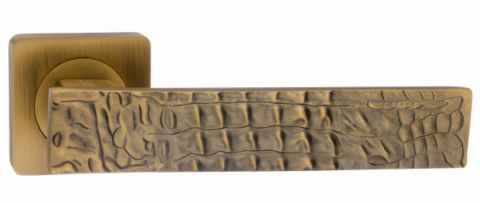 Дверная ручка Renz на квадратной розетке "CROCODILE" DH 654-02 CF кофе