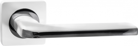 Дверная ручка RENZ на квадратной розетке "Кераско" INDH 97-02 SW/CP-2 супер белый без полосы/ хром блест