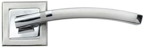 Дверная ручка на квадратной розетке RUCETTI RAP 13-S SN/CP белый никель/полированный хром