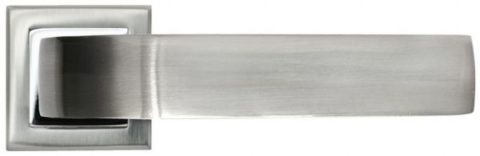 Дверная ручка на квадратной розетке RUCETTI RAP 16-S SN/CP белый никель/полированный хром