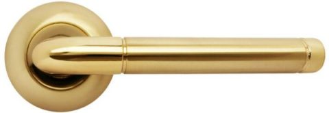 Дверная ручка на круглой розетке RUCETTI RAP 2 SG/GP матовое золото/золото