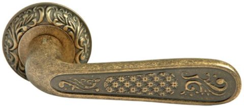 Дверная ручка на круглой розетке RUCETTI RAP-CLASSIC 1 OMB состаренная матовая бронза