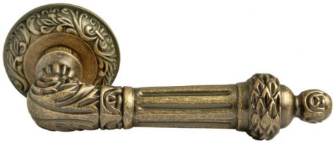 Дверная ручка на круглой розетке RUCETTI RAP-CLASSIC-L 4 OMB состаренная матовая бронза