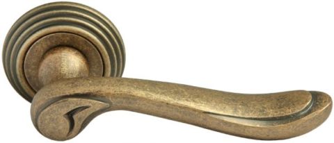 Дверная ручка на круглой розетке RUCETTI RAP-CLASSIC-L 6 OMB состаренная матовая бронза