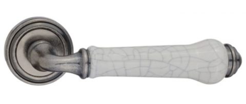 Дверная ручка Renz "Сиракузы" DH 617-16 SL/OC античное серебро + состаренная керамика