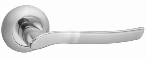 Ручка дверная на круглом основании TIXX DH 201-08 "Орсо" SN/NP матовый никель / никель блестящий