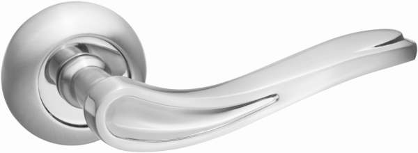 Ручка дверная на круглом основании TIXX DH 208-08 "Клементина" SN/NP матовый никель / никель блест