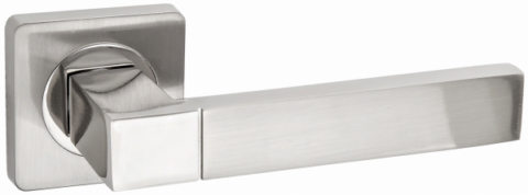 Ручка дверная на квадратном основании TIXX DH 225-05 "Лео" SN/NP никель матовый/ никель блестящий