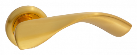 Ручка дверная на круглом основании TIXX DH 202-04 "Кармелла" SG матовое золото