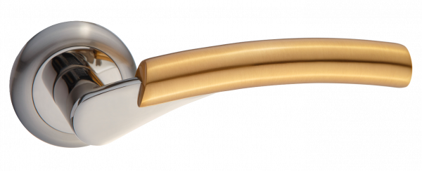Ручка дверная на круглом основании TIXX DH 211-04 "Виола" SG/NP матовое золото / хром