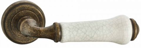 Дверная ручка Vantage V31 на круглой розетке BR/ZR состаренная бронза / состаренная керамика