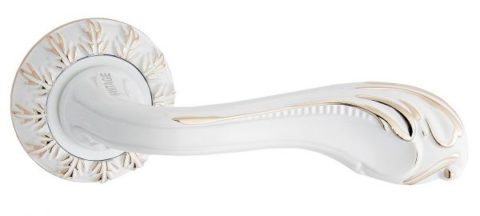 Дверная ручка Vantage V65 на круглой розетке WG белый / золото