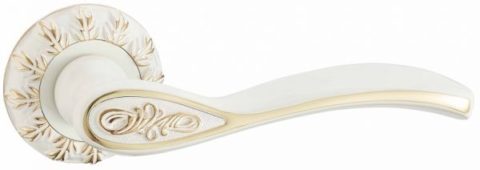 Дверная ручка Vantage V85 на круглой розетке WG белый / золото