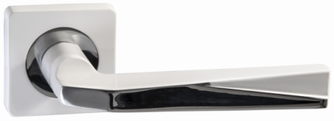 Дверная ручка RENZ "Валерио" DH 54-02 MSW/CP матовый супер белый/ хром блест