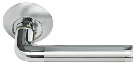 Ручка дверная на круглом основании MORELLI КОЛОННА MH-03 SN/CP матовый никель / хром