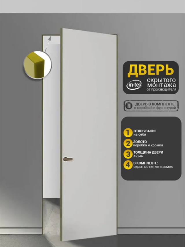 Скрытые двери Прямое открывание